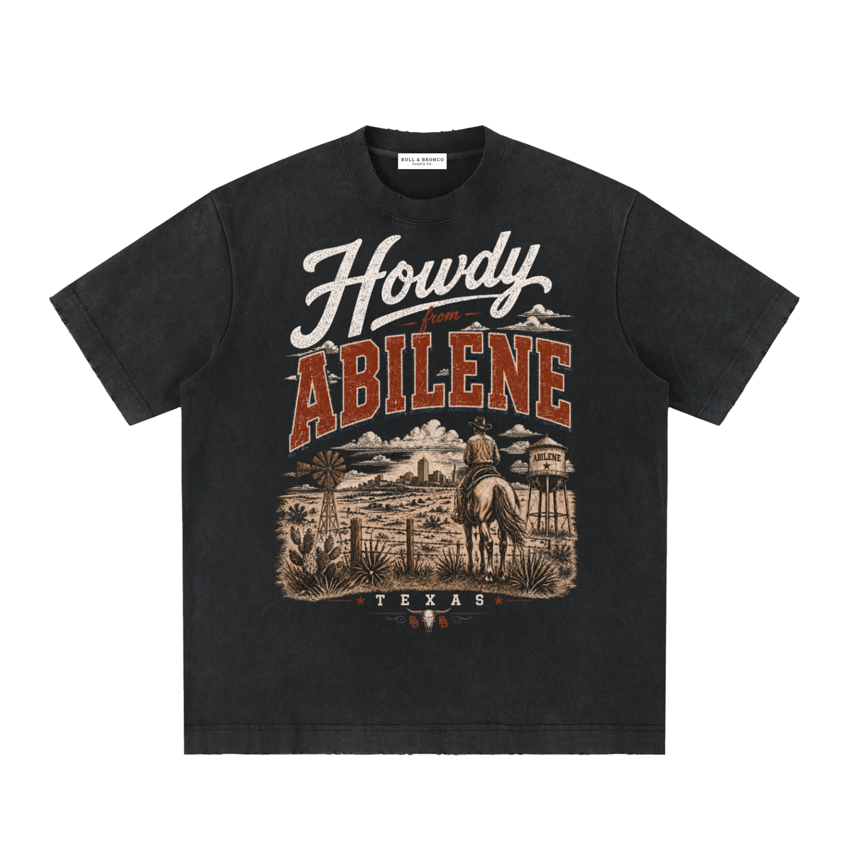 Bull & Bronco Heavyweight Howdy From Abilene Tee